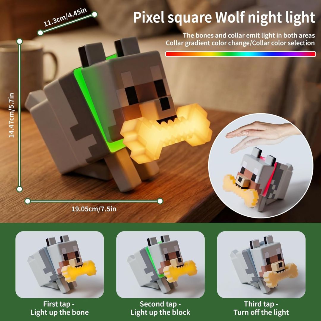 Pixel Wolf Night Light