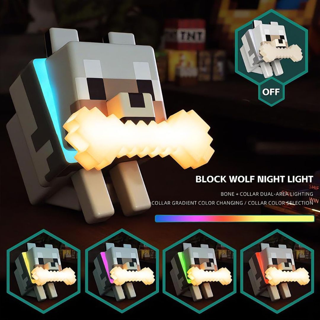 Pixel Wolf Night Light